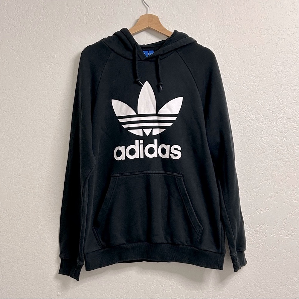 Adidas Black Logo Print Hoodie,‎ Size L